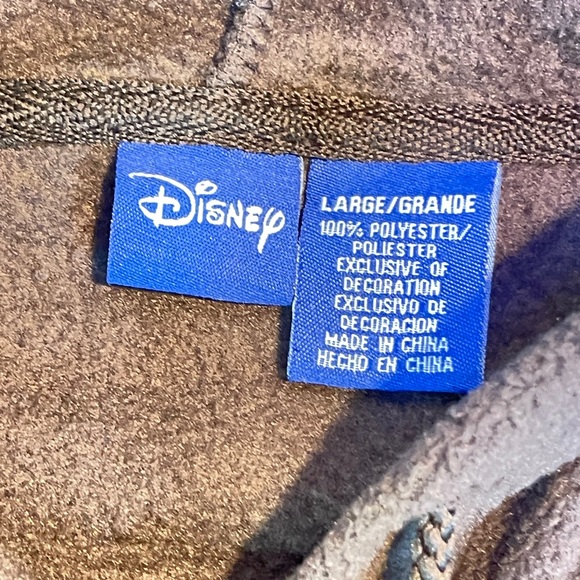 Disney Chip and Dale Full Zip Large Brown Hoodie Polyester Long Sleeve Embroider - Picture 3 of 7